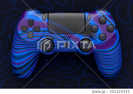 Realistic video game joystick with seamless wavy pattern on dark background Realistic video game joystick with seamless wavy pattern on dark background 101324335