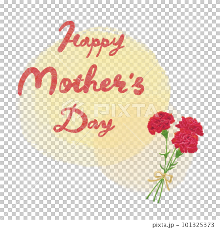 Mother's Day red carnation illustration and message [Happy Mother's Day] yellow background 101325373