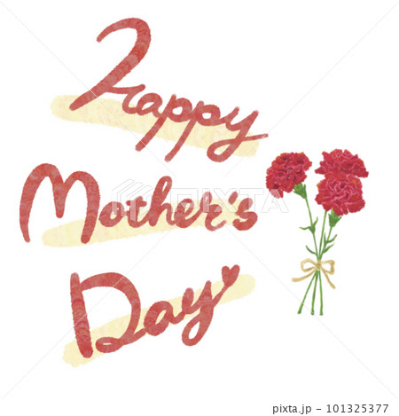 母の日の赤いカーネーションのイラストとメッセージ【Happy Mother’s Day】ポップ 101325377