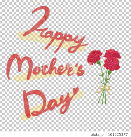 母の日の赤いカーネーションのイラストとメッセージ【Happy Mother’s Day】ポップ 101325377