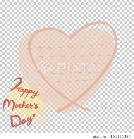 Mother's Day message card [Happy Mother's Day] watercolor pink heart and crayon border 101325380