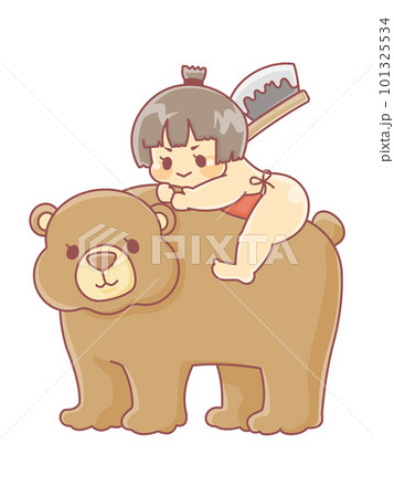 クマに跨がりマサカリを担いだ赤ちゃんのかわいいイラスト クマに跨がりマサカリを担いだ赤ちゃんのかわいいイラスト 101325534