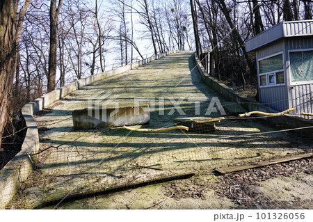 Kiev, Ukraine March 18, 2020: unfinished and abandoned bridge 101326056