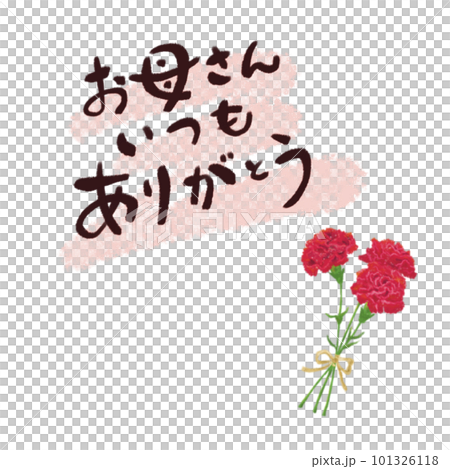 Illustration and message of a bouquet of red carnations for Mother's Day [Thank you for always being a mother] 101326118