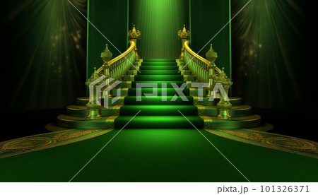 Green carpet at castle. Artificial land. Generate Ai Green carpet at castle. Artificial land. Generate Ai 101326371
