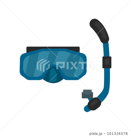 Scuba diving mask and snorkel illustration in color cartoon style. Editable vector graphic design. 101326378