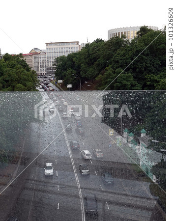 Kiev, Ukraine July 12, 2019: Pedestrian-bicycle bridge over Vladimirsky Descent, in the center of Kiev Ukraine 101326609