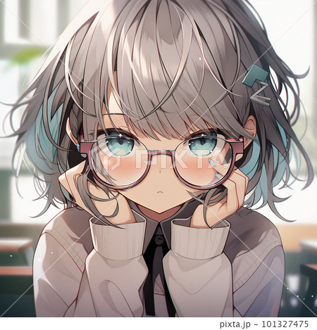 一点物】 オリジナル 吹奏楽 メガネ 美少女 手描き アートポスター