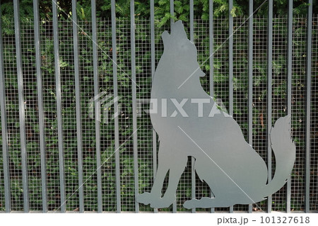Kiev, Ukraine July 6, 2021: Artistic decoration of the facade of the fence with images of zoo animals in the center of Kiev 101327618