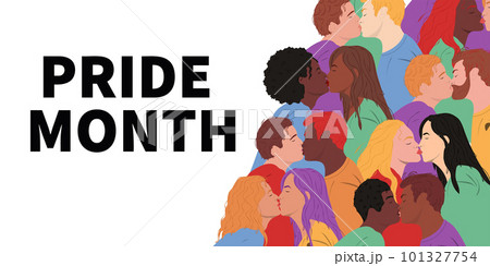 LGBT Pride Month Banner with kissing people. 101327754