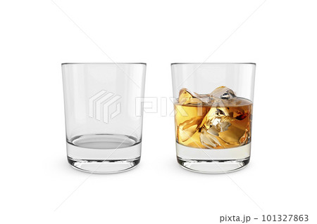Empty and full whiskey glass isolated on white background Empty and full whiskey glass isolated on white background 101327863