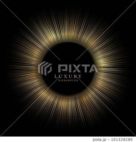 Isolated abstract frame with golden rays on a black background 101328280