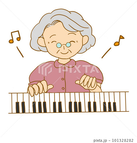 ピアノを弾くシニア女性 101328282