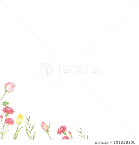 カラフルな春の花の水彩フレーム素材 101328306