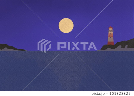 美しい満月の見える夜の海景 美しい満月の見える夜の海景 101328325