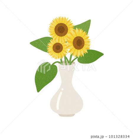 Sunflowers In A Vase - Stock Illustration [101328334] - Pixta