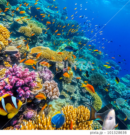 Underwater world in tropical ocean. Underwater world in tropical ocean. 101328636