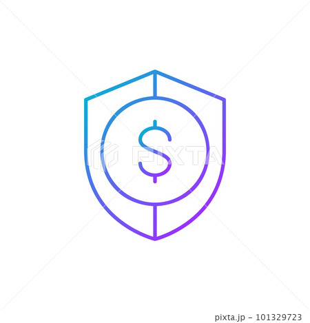 Protection money, shield with coin, money safety , insurance gradient lineal icon. Finance, payment, invest finance symbol design. Protection money, shield with coin, money safety , insurance gradient lineal icon. Finance, payment, invest finance symbol design. 101329723