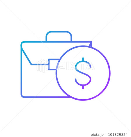 Coin with portfolio, money and stock portfolio, investing gradient lineal icon. Finance, payment, invest finance symbol design. 101329824