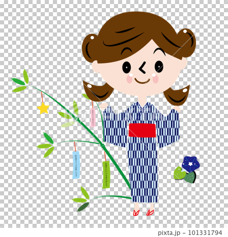 七夕飾りをする女の子のイラスト 七夕飾りをする女の子のイラスト 101331794