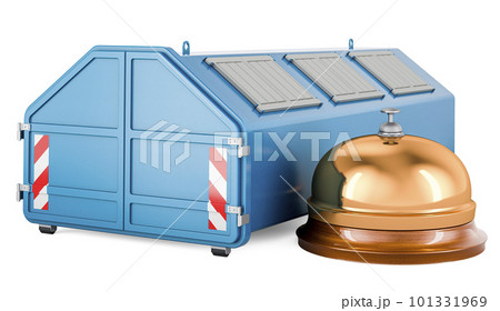 Industrial waste skip with reception bell, 3D rendering Industrial waste skip with reception bell, 3D rendering 101331969