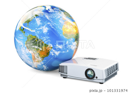 Projector with Earth Globe, 3D rendering Projector with Earth Globe, 3D rendering 101331974