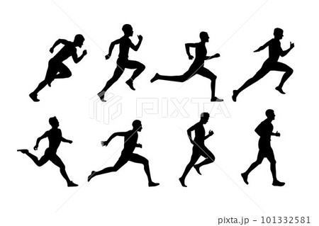 Man running silhouette. Runner running young man silhouette 101332581