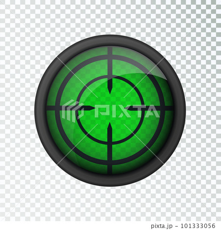Realistic sniper sight thermal imager. Sniper scope with measurement thermal imager marks template. Sniper scope crosshairs view. Realistic vector optical sight. 101333056