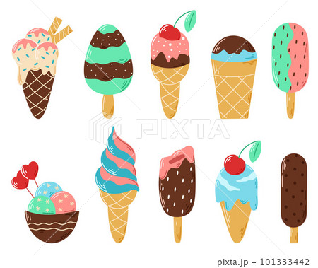 Ice cream set vector illustration Ice cream set vector illustration 101333442