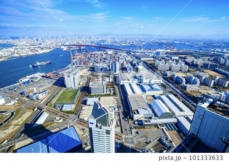 大阪府、さきしまコスモタワーからの眺め（大阪南港コンテナターミナル方面） 101333633