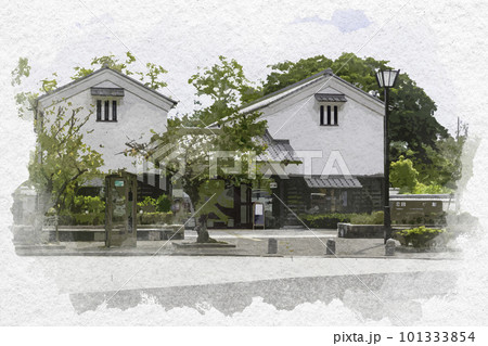 水彩画風　岩国　岩国シロヘビの館　山口県岩国市 101333854