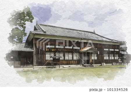 水彩画風　岩国　吉香公園　岩国高校記念館　横山自治会館　山口県岩国市 101334526