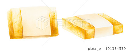 Watercolor natural handmade soap. Skincare illustration isolated on white background. Beauty products and botany elements, cosmetology and medicine. For designers, spa decoration, postcards, wrapping 101334539