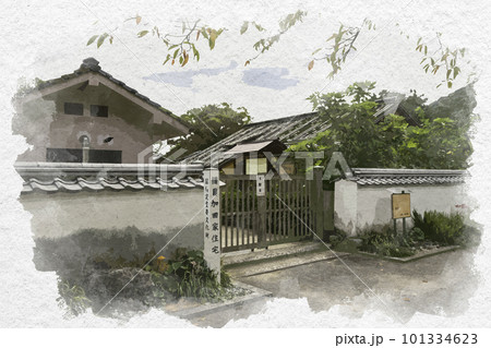 水彩画風　岩国　吉香公園　旧目加田家住宅　山口県岩国市 101334623