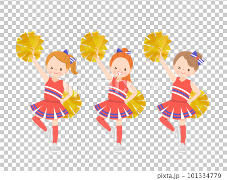 笑顔でチアダンスをしているかわいい子供達のイラストセット 101334779