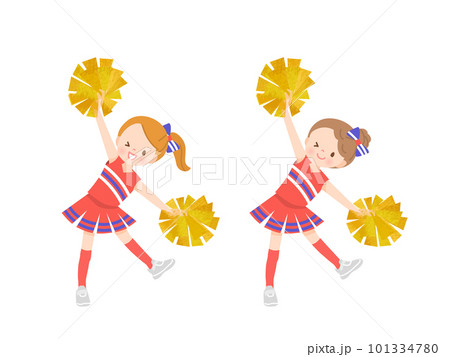 笑顔でチアダンスをしているかわいい子供達のイラストセット 笑顔でチアダンスをしているかわいい子供達のイラストセット 101334780
