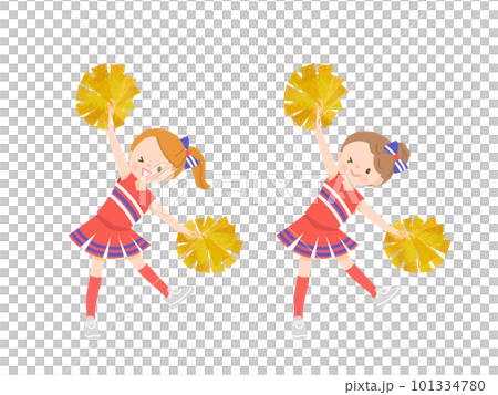 笑顔でチアダンスをしているかわいい子供達のイラストセット 笑顔でチアダンスをしているかわいい子供達のイラストセット 101334780