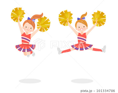 笑顔でチアダンスをしているかわいい子供達のイラストセット 101334786