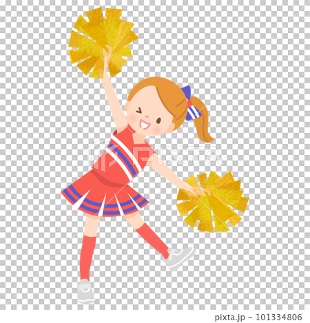 チアダンスをしている笑顔の女の子のイラスト素材 チアダンスをしている笑顔の女の子のイラスト素材 101334806