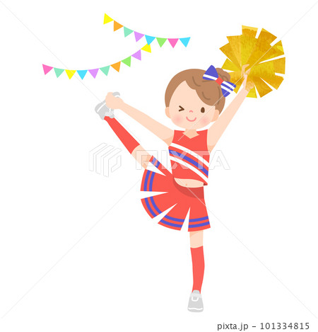 チアダンスをしている笑顔の女の子のイラスト素材 チアダンスをしている笑顔の女の子のイラスト素材 101334815