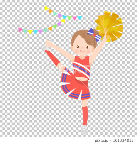 Illustration material of a smiling girl doing cheer dance 101334815