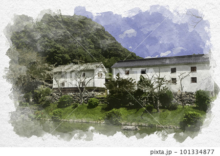 水彩画風 岩国 吉香公園 山口県岩国市 水彩画風 岩国 吉香公園 山口県岩国市 101334877