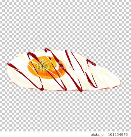 逼真的煎蛋插畫素材番茄醬蛋黃醬 101334976
