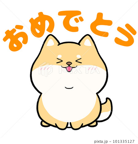柴犬と「おめでとう」の文字 101335127