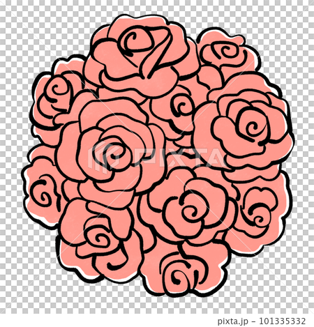 粉紅玫瑰插畫 101335332