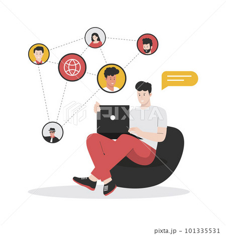 Human Interaction on social media illustration concept. Illustration for websites, landing pages, mobile apps, posters and banners. Trendy flat vector illustration 101335531