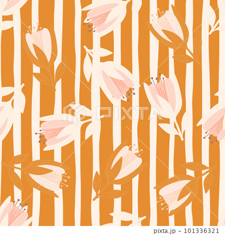 Cute tulip flower seamless pattern. Wildflower botanical design. Decorative floral ornament wallpaper. 101336321