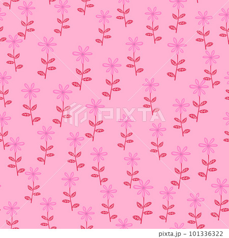 Cute flower seamless pattern. Naive art style. Hand drawn floral endless background. 101336322
