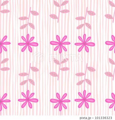 Cute flower seamless pattern. Naive art style. Hand drawn floral endless background. 101336323