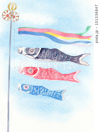 空を泳ぐ鯉のぼり 水彩イラスト 空を泳ぐ鯉のぼり 水彩イラスト 101336847